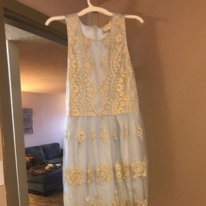 Bhldn blue and gold dress